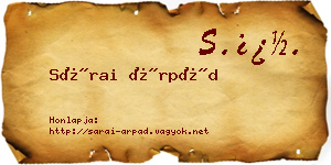 Sárai Árpád névjegykártya